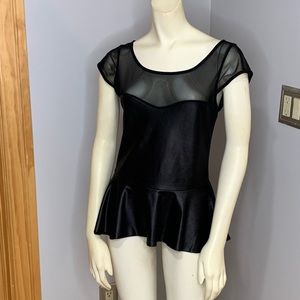 Black faux leather peplum